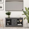 vidaXL TV Cabinet Grey Solid Pine Wood TV Cabinet Rectangular Modern