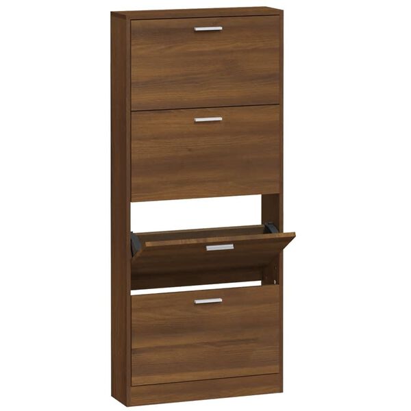 vidaXL Shoe Cabinet Brown oak Engineered wood 23.2 x 6.7 x 59.1 in