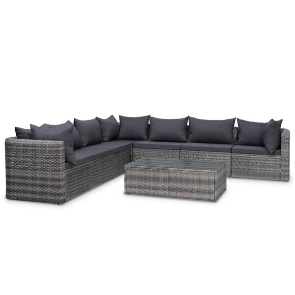 vidaXL Garden Lounge Set Poly Rattan Grey