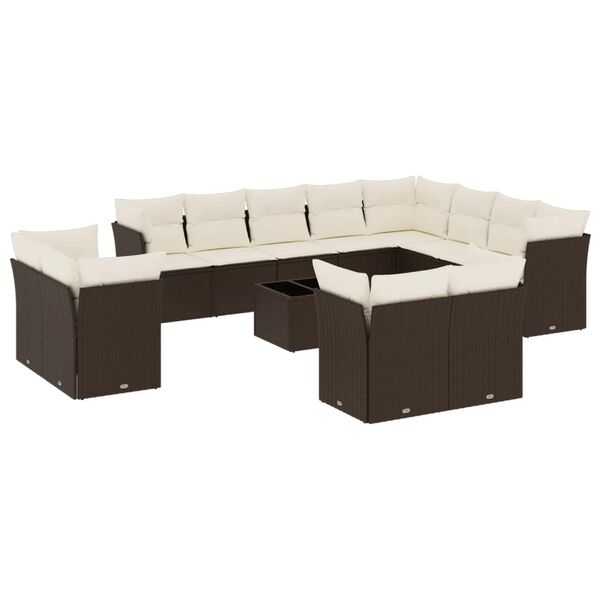 vidaXL Garden Sofa Set Brown, Cream white