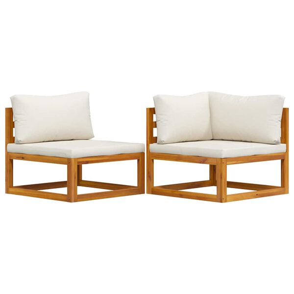 vidaXL Sofa Set Cream White, Natural Wood