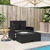 vidaXL Garden Sofa Black PE rattan, powder-coated steel, polyester