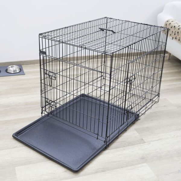 Kerbl Pet Crate Black Metal, Plastic Medium Collapsible Pet Crate