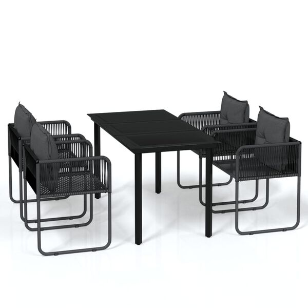 vidaXL Garden Dining Set Black Powder-coated steel Medium