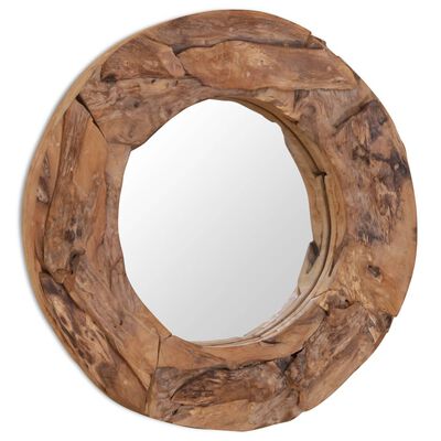 vidaXL Decorative Mirror Teak 23.6" Round