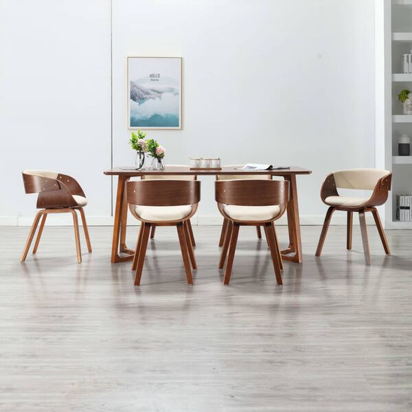 vidaXL Dining Chairs 6 pcs Cream Bent Wood and Faux Leather