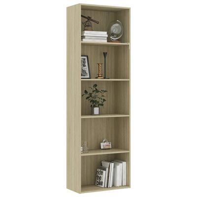 vidaXL 5-Tier Book Cabinet Sonoma Oak 23.6"x11.8"x74.4" Chipboard