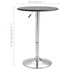 vidaXL Bar Table Black MDF with PVC finish, Chromed Steel Ø23.6 in