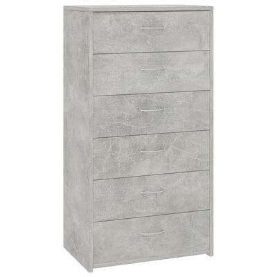 vidaXL Sideboard with 6 Drawers Concrete Gray 23.6"x13.4"x37.8 Chipboard