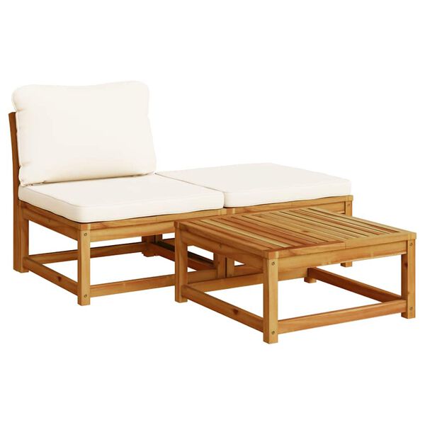 vidaXL Garden Lounge Set Cream white Solid acacia wood with an oil finish