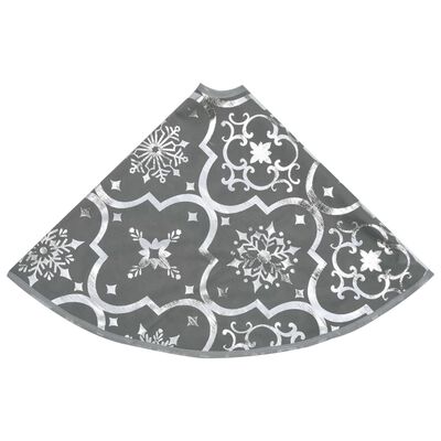 vidaXL Luxury Christmas Tree Skirt with Sock Gray 59.1" Fabric