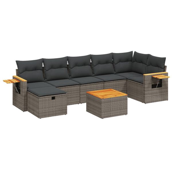 vidaXL Garden Sofa Set Grey PE rattan Large Modular Garden Sofa Set