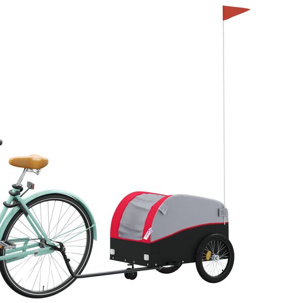 vidaXL Bike Trailer Black and Red 66.1 lb Iron