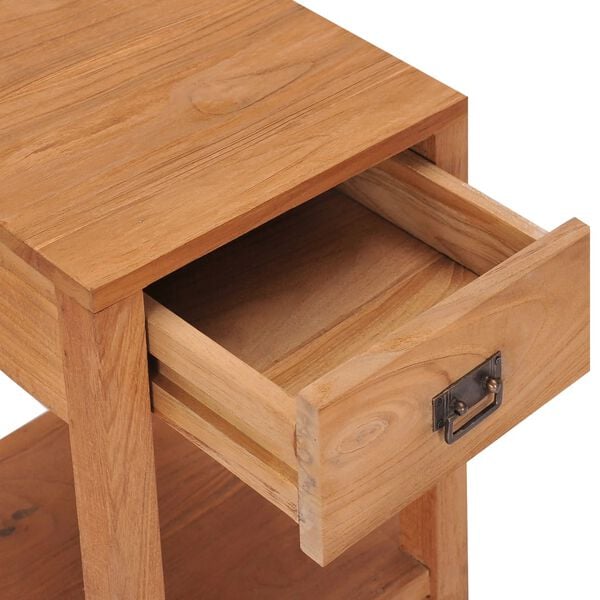 vidaXL Beside Cabinet Natural Teak Solid Teak Wood 13.8x13.8x19.7 in