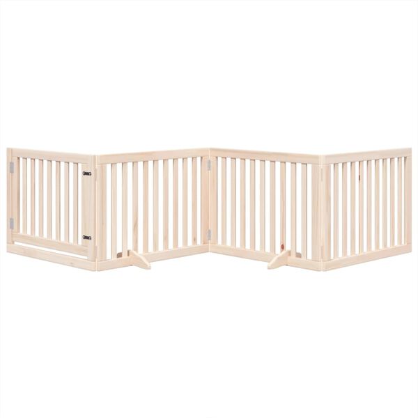 vidaXL Dog Gate Set of 4 Brown Poplar wood 126 in Foldable Dog Gate