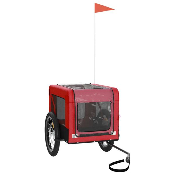 vidaXL Pet Bike Trailer Red and Black Oxford fabric, Iron, PVC Small