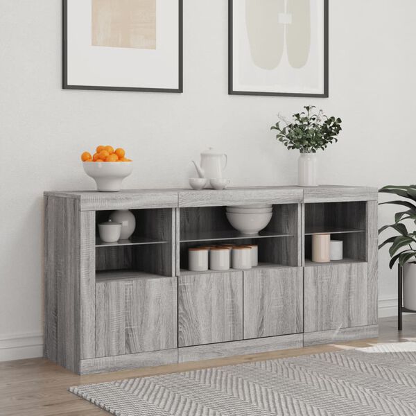 vidaXL Sideboard Grey Sonoma Engineered wood, Glass Large Sideboard
