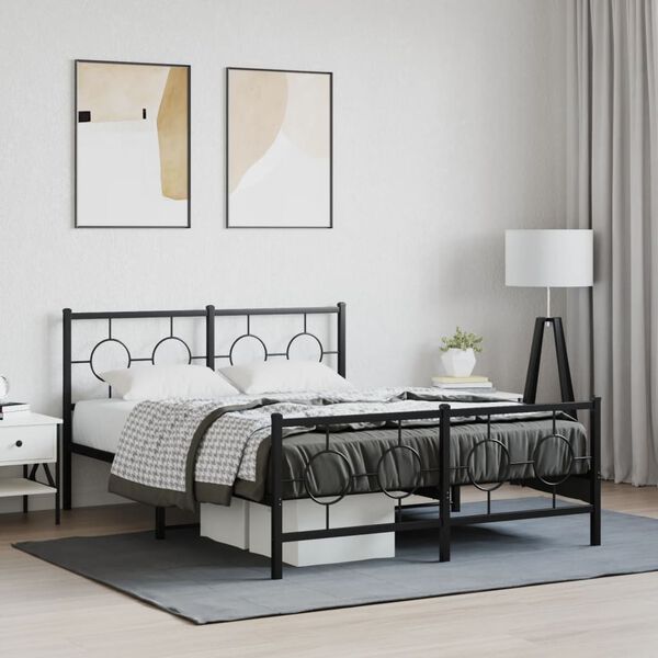 vidaXL Bed Frame Black Powder-coated steel Full Bed Frame Rectangular
