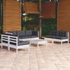 vidaXL Garden Lounge Set White, Charcoal Solid pinewood, 100% polyester