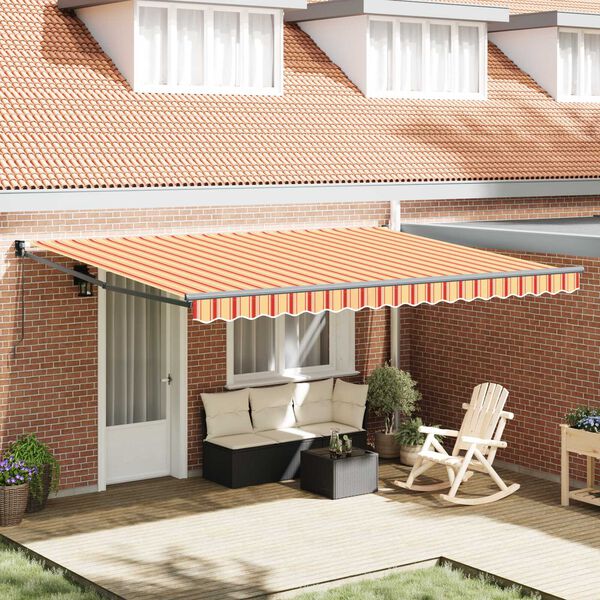 vidaXL Retractable Awning yellow and orange 177.17" x 118.11" fabric