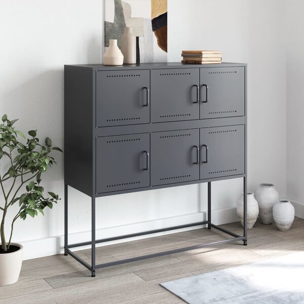 vidaXL Sideboard Anthracite Cold-rolled steel 39.6x15.4x42.1 in
