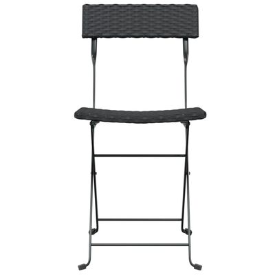 vidaXL Folding Bistro Chairs 2 pcs Black Poly Rattan and Steel