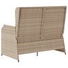vidaXL Reclining Patio Bench Beige PE Rattan, powder-coated steel, polyester