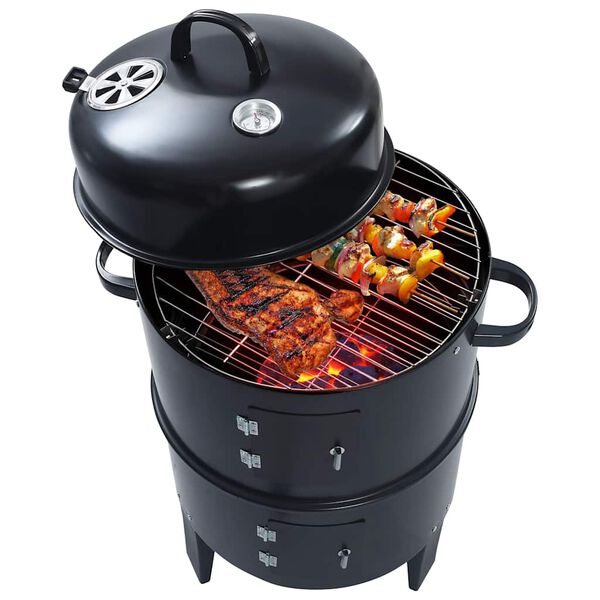 vidaXL 3-in-1 Charcoal Smoker BBQ Grill 15.7"x31.4"