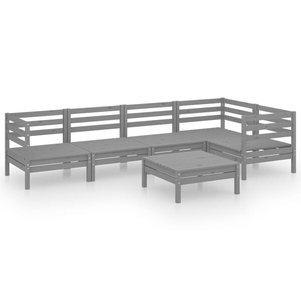 vidaXL Garden Lounge Set Grey Solid pinewood 6 Piece Set Modular