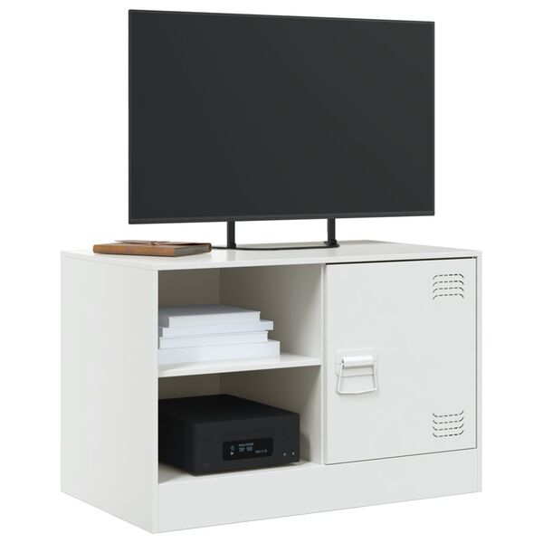 vidaXL TV Cabinet White Cold-rolled steel 26.4x15.4x17.3 in TV Cabinet