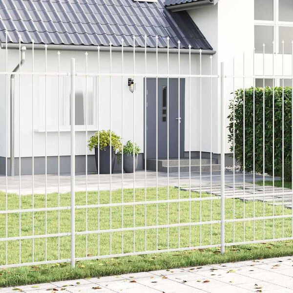 vidaXL Garden Fence 7 pcs White 66.93 x 88.58 in Powder-Coated Steel