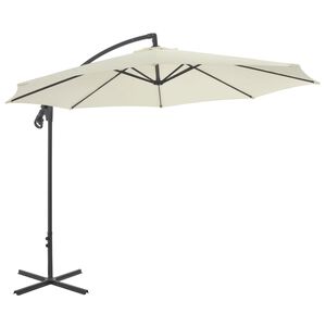 vidaXL Large Cantilever Garden Parasol Sand Polyester Fabric
