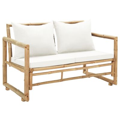 vidaXL 2 Seater Patio Sofa with Cushions Bamboo