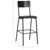 vidaXL Bar Chair Set of 2 Black Solid Plywood, Powder-Coated Steel