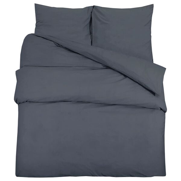 vidaXL Duvet Cover Set Anthracite 100% Cotton 78.7x86.6 in
