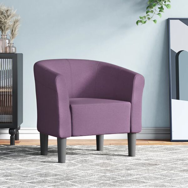 vidaXL Tub Chair Purple 100% polyester, foam, pinewood, plywood, plastic