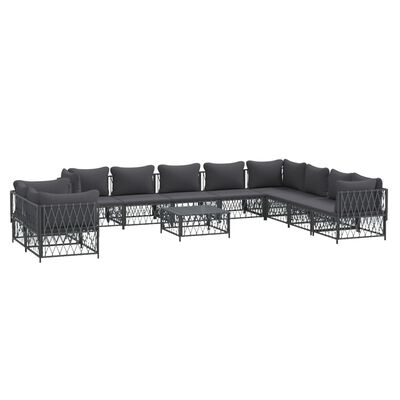 vidaXL 11 Piece Patio Lounge Set with Cushions Anthracite Steel