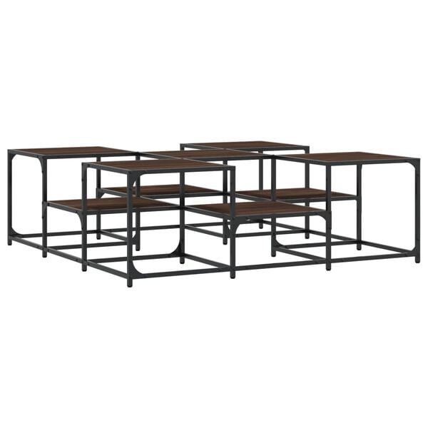 vidaXL Coffee Table Brown Oak Engineered Wood, Metal Large