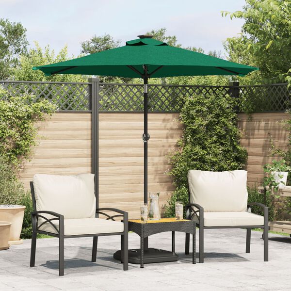 vidaXL Garden Parasol Green Polyester, Steel Large Tiltable