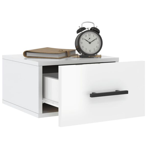 vidaXL Wall-mounted Bedside Cabinet Set of 2 High gloss white