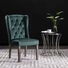 vidaXL Dining Chair Dark Green Velvet, Solid Rubberwood Medium