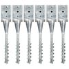 vidaXL Ground Spikes 6 pcs Silver 3.5x3.5x22.0" Galvanised Steel