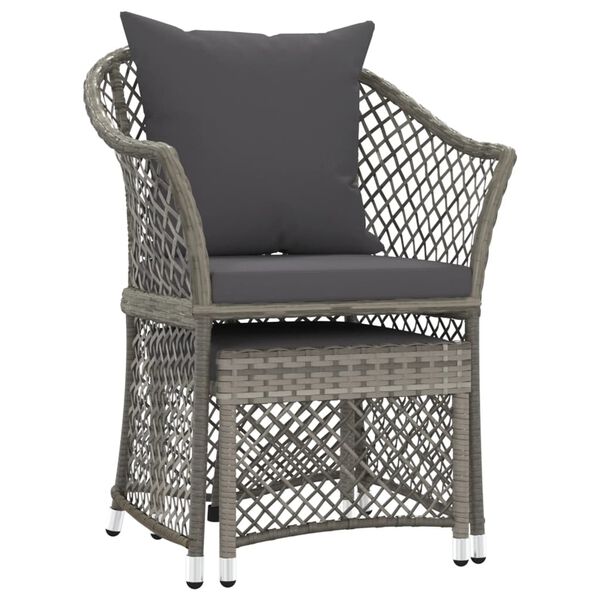vidaXL Garden Lounge Set Grey PE rattan, steel Small Garden Lounge Set
