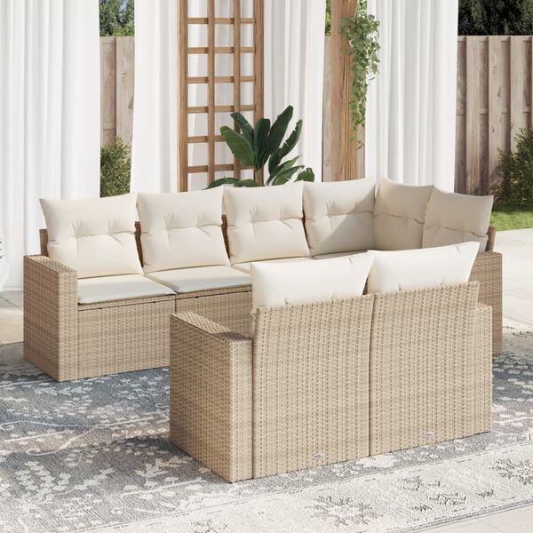 vidaXL Garden Sofa Set Set of 7 Beige
