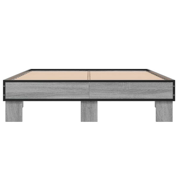 vidaXL Bed Frame Grey Sonoma Engineered wood, Metal, Plywood Small Double