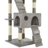 vidaXL Cat Tree Grey Particle board, plush, sisal rope 5.6 ft tall