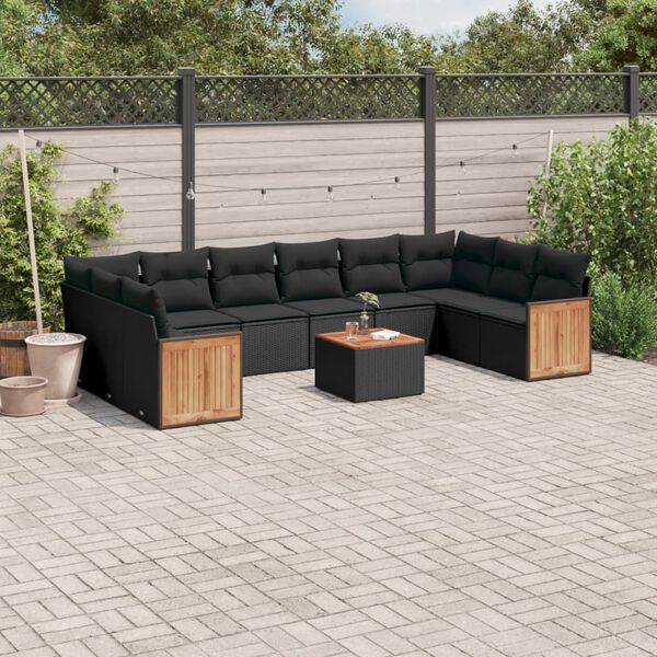 vidaXL Garden Sofa Set Black