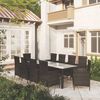 vidaXL 11 Piece Patio Dining Set with Cushions Poly Rattan Black