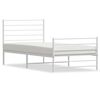 vidaXL Bed Frame White Powder-Coated Steel Twin Bed Frame Rectangular
