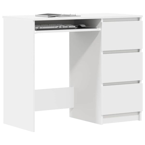 vidaXL Desk White Engineered wood Compact White Desk Rectangular